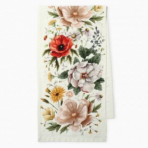 Дорожка на стол Этель Red flowers 40x146 см, 100% хлопок, саржа 190 г/м²