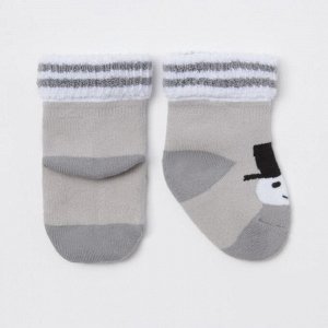 Носки махровые Крошка Я "Снеговик", серый, 10-12 см