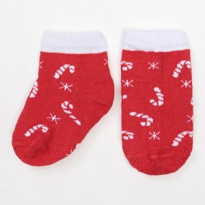 Набор Крошка Я: носки 2шт "Снеговик и леденцы", красный/белый, 14-16 см