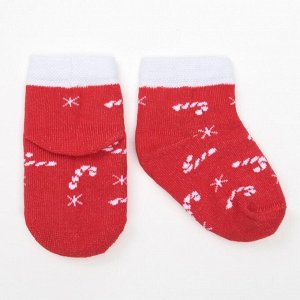 Набор Крошка Я: носки 2шт "Снеговик и леденцы", красный/белый, 14-16 см