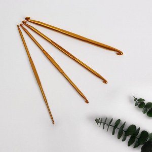 Набор двусторонних крючков для вязания, d = 1/2,3/4,5/6,7/8 мм, 13,5 см, 4 шт, цвет золотой