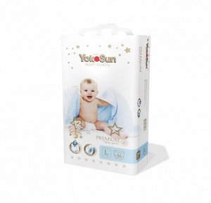 Детские одноразовые подгузники-трусики "YokoSun" PREMIUM размер L (9-14кг.) 44 ШТ.