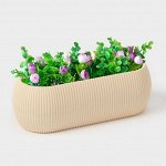 Кашпо для цветов с поддоном Rasfill, 1.3 л, 20.5x8.5x7 см, овальное, бежевое