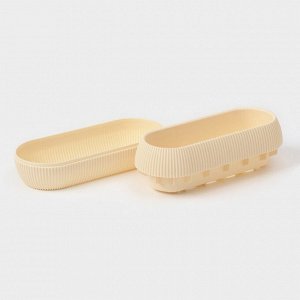 Кашпо для цветов с поддоном Rasfill, 1.3 л, 20.5x8.5x7 см, овальное, бежевое