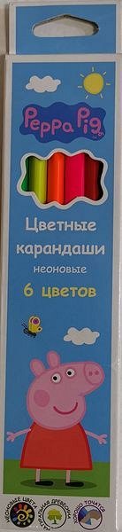 Цв. карандаши 6 цветов неон тм &quot;Peppa Pig&quot;