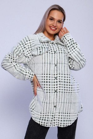 Туника на пуговицах - Кардиган - 884 - белый, зеленый