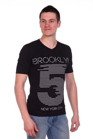 Футболка мужская v-вырез - BROOKLYN5 - 10А - черный