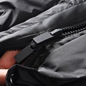 Пуховик зимний средней длины стеганый на молнии, с капюшоном, наполнитель утиный пух, черный