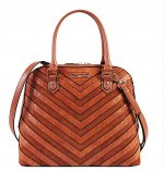 CHEVRON PATTERN DOMED SATCHEL WITH LONG STRAP