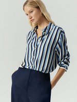 Рубашка в полоску из 100% вискозы, B3142/turkes