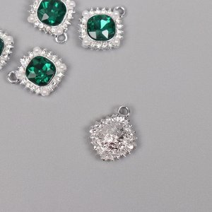 Декор для творчества металл, стразы «Медальон», серебро, 1.8x1.6x0.5 см