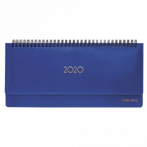 Планинг настольный датированный 2020 BRAUBERG Select, кожа классик, темно-синий, 305*140мм