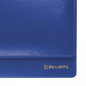 Планинг настольный датированный 2020 BRAUBERG Select, кожа классик, темно-синий, 305*140мм