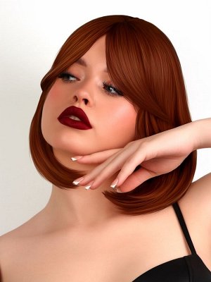 Парик искусственный, с чёлкой, имитация кожи, 30 см, рыжий