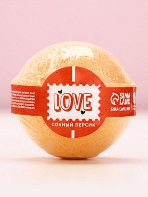 Бомбочка для ванны Love, 130 г, аромат сочного персика, Чистое счастье