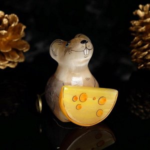 Сувенир «Мышка с сыром», 5-6 см, селенит