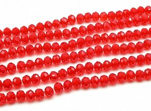 Бусины из циркона рондель гр.10мм цв.красный, 51см, 64 бусин