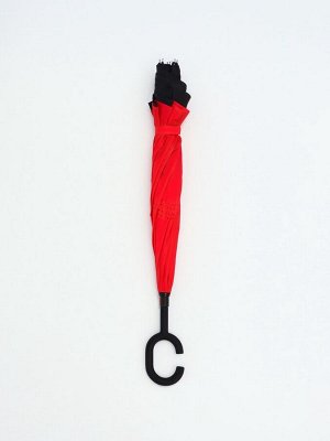 Зонт - наоборот «Однотон», механический, 8 спиц, R=53/61 см, d=106 см, чёрный, красный