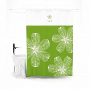 Шторка для ванной "Зеленые цветы"