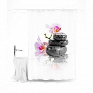 Шторка для ванной "Камни дзен и орхидея"