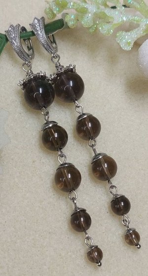 Серьги из дымчатого кварца