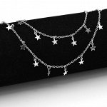Цепочка для рукоделия &quot;бахрома&quot;, звезда 7*5мм, цв.серебристый, 50см