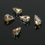 Стразы в цапах (набор 5 шт), 6*10мм, цвет шампань в серебре