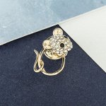 Значок новогодняя &quot;Мышка&quot; контур, цвет белый в золоте