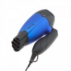Фен дорожный складной DEWAL PRO NEW WAY, синий, вес 270гр, 1000Вт, провод 1,6м+дор.косм