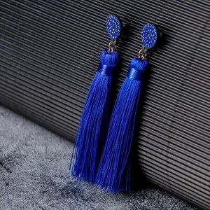 Серьги "Кисти" гармония, цвет синий 8,5 см