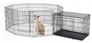 Вольер MidWest Life Stages для собак, 8 панелей 61х122h см, с дверью-MAXLock черный