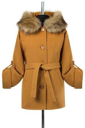 02-1967 Пальто женское утепленное(пояс) Пальтовая ткань горчичный
