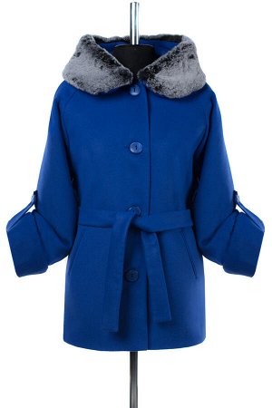 02-1965 Пальто женское утепленное(пояс) Пальтовая ткань синий