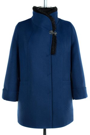 02-1974 Пальто женское утепленное Пальтовая ткань синий