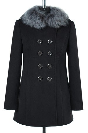 02-2043 Пальто женское утепленное Пальтовая ткань черный