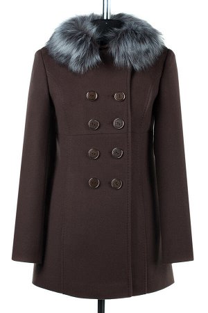02-2042 Пальто женское утепленное Пальтовая ткань шоколад