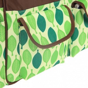 Сумка для мамы и малыша, с ковриком для пеленания и термосумкой для бутылочки, цвет зелёный/коричневый