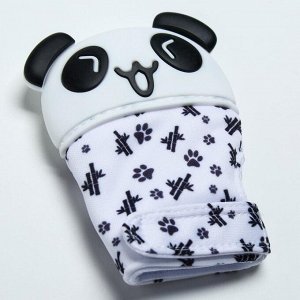 Прорезыватель рукавичка «Панда», на липучке