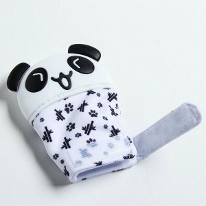 Прорезыватель рукавичка «Панда», на липучке