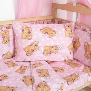 Комплект в кроватку "Спящие мишки" (7 предметов), цвет розовый 715/1