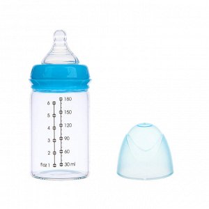 Бутылочка для кормления стеклянная, с чехлом, 180 мл, цвет МИКС