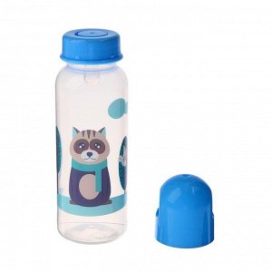 Набор детский, 5 предметов: бутылочка для кормления 250 мл, поильник с твёрдым носиком, нагрудник, ёршик 2 шт., цвет голубой