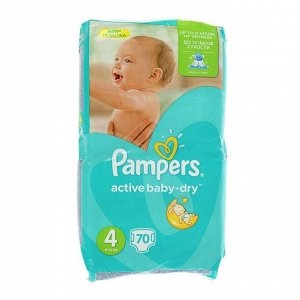Подгузники «Pampers» Active Baby-dry, Maxi, 9-14 кг, 70 шт/уп