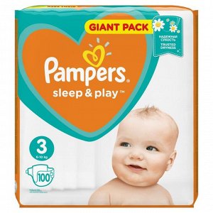 Подгузники Pampers Sleep & Play, размер 3, 100 шт.
