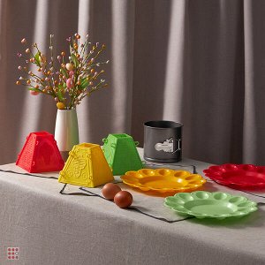 Блюдо пасхальное для яиц и кулича, пластик, d23см, 3 цвета