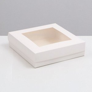 Коробка складная, крышка-дно,с окном, белая, 30 х 30 х 8 см