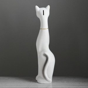 Копилка "Кошка Мурка", покрытие флок, белая, 46 см