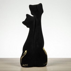Копилка "Кошка и кот", флок, чёрная, 32 см, микс