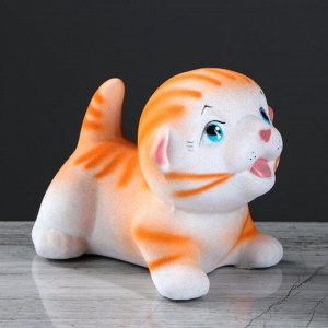 Копилка "Котик на подушке", бело-оранжевый цвет, 13 см