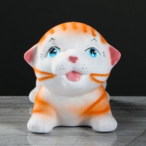 Копилка "Котик на подушке", бело-оранжевый цвет, 13 см